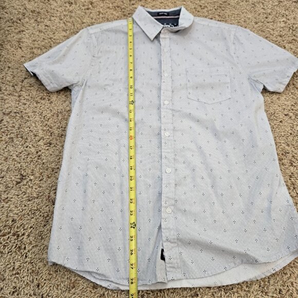 Good Vibes Mens Large White and Blue Button Down Collared Shirt - Picture 8 of 8